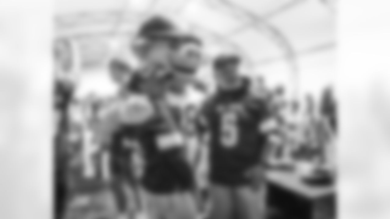 Major Tuddy interacting with fans in the USO tent before the Carolina Panthers vs Washington Commanders game at Northwest Stadium in Landover, MD on October 20th 2024. (Alyssa Howell/Washington Commanders)