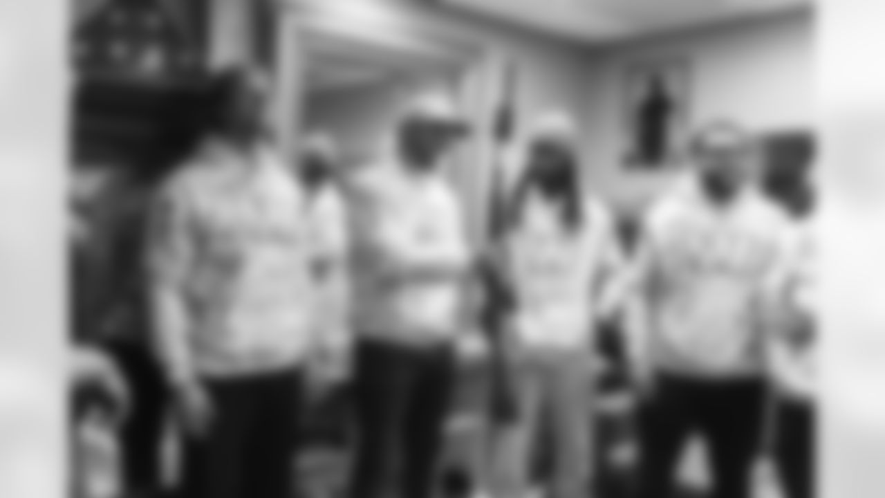 Images of Commander players and Command Force visiting Arlington National Cemetery with the USAA event staff at Fort Myers on October 21, 2025 in Landover, MD (Photo by Taylor Sims for Washington Commanders)