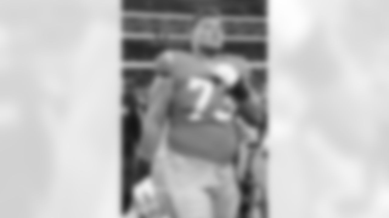 Los Angeles Chargers tackle Foster Sarell (73) leaves the field after an NFL game against the Denver Broncos, Monday, Oct.17, 2022, in Inglewood, Calif. The Chargers defeated the Broncos 19-16 in overtime. (Kevin Terrell via AP)