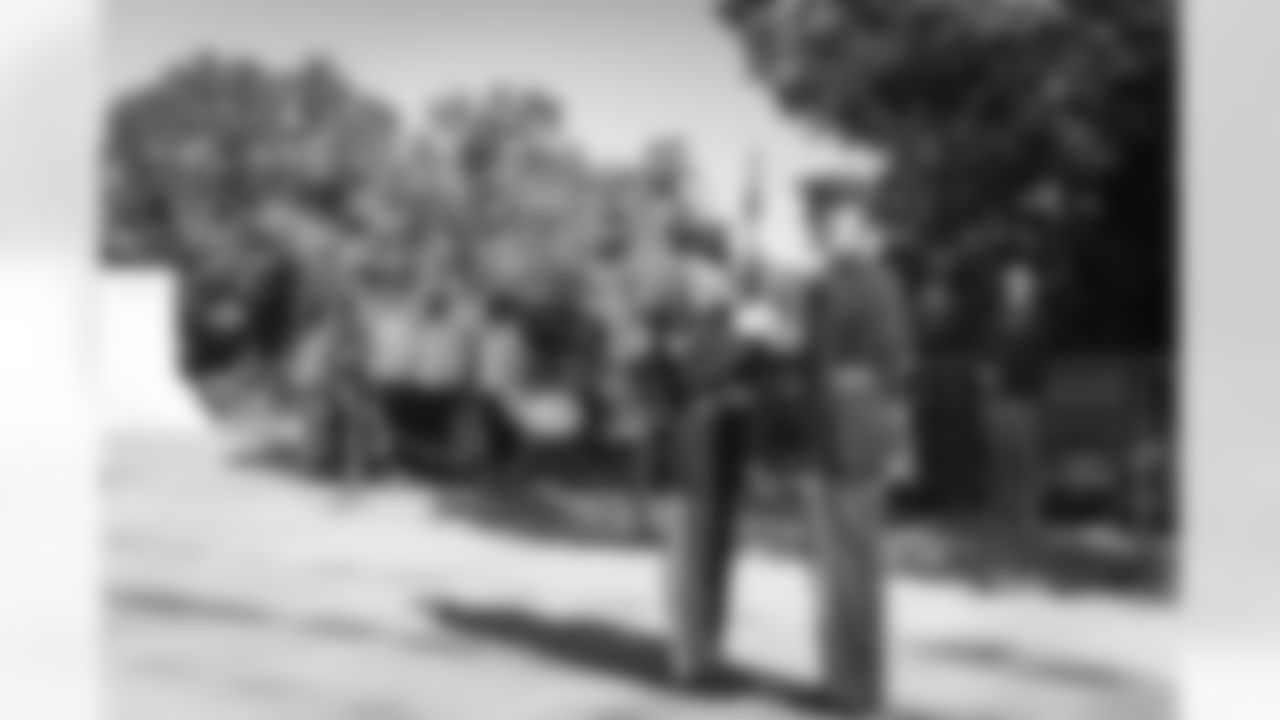 Images of Commander players and Command Force visiting Arlington National Cemetery with the USAA event staff at Fort Myers on October 21, 2025 in Landover, MD (Photo by Taylor Sims for Washington Commanders)