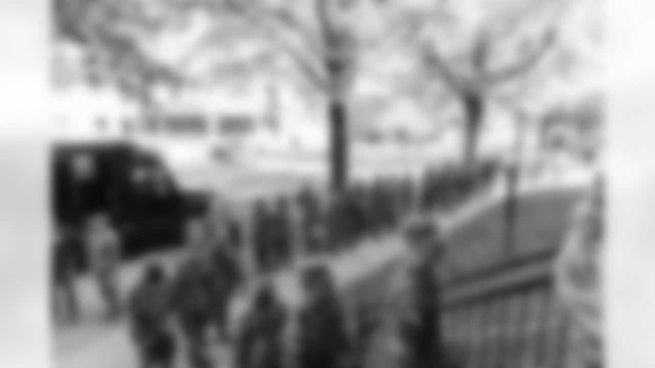 Images of Commander players and Command Force visiting Arlington National Cemetery with the USAA event staff at Fort Myers on October 21, 2025 in Landover, MD (Photo by Taylor Sims for Washington Commanders)