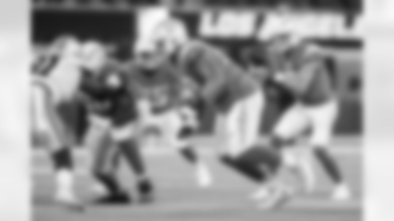 Los Angeles Chargers offensive tackle Foster Sarell (73) runs during an NFL preseason football game against the Dallas Cowboys Saturday, Aug. 20, 2022, in Inglewood, Calif. (AP Photo/Kyusung Gong)