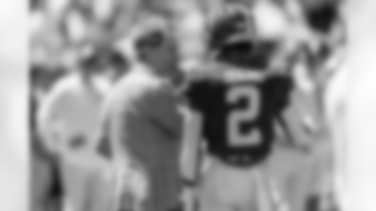Alabama head coach Nick Saban talks with Alabama defensive back Caleb Downs (2) as the team warms up before Alabama's A-Day NCAA college football scrimmage, Saturday, April 22, 2023, in Tuscaloosa, Ala. (AP Photo/Vasha Hunt)