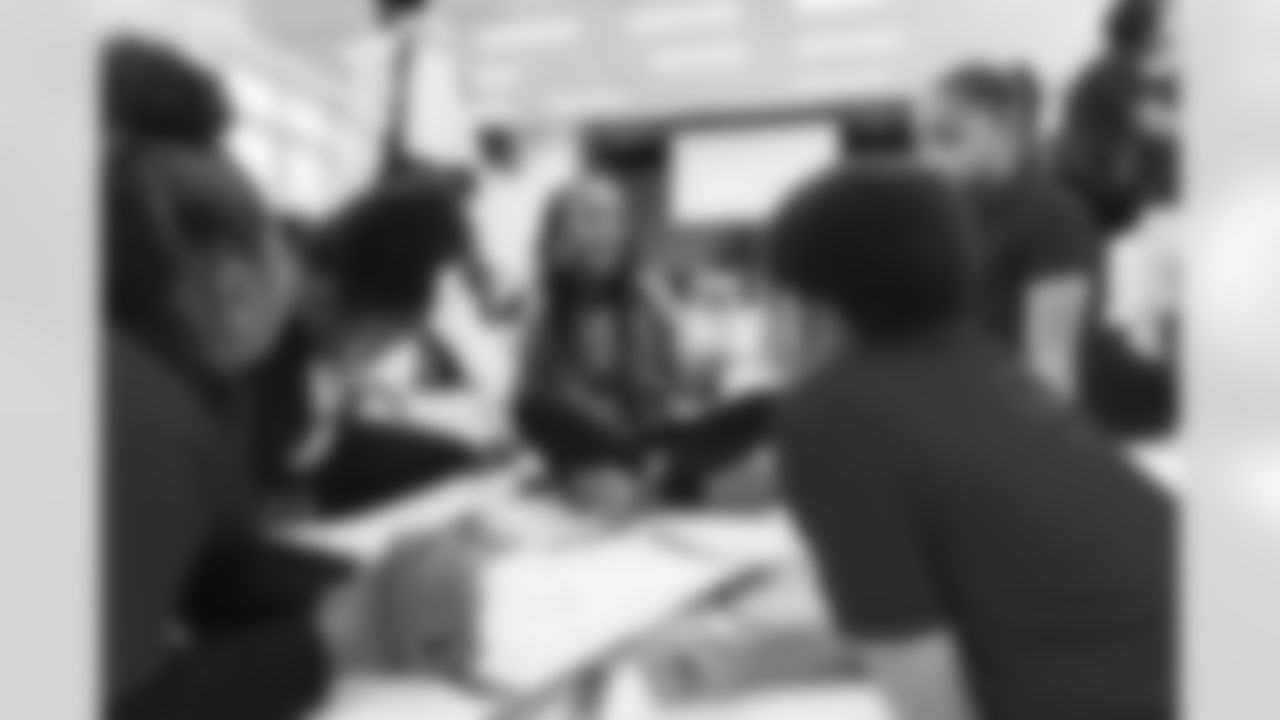 WASHINGTON, DC – DEC 09: Images of Johnson Johnson at his school visit at Malcolm X Elementary in Washington, DC on DECEMBER 09, 2025 (Photo by Taylor Sims for Washington Commanders)