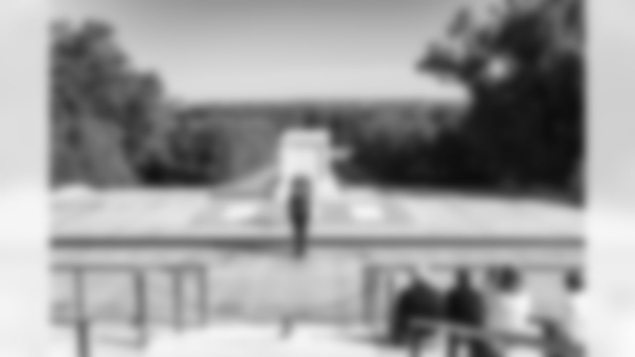 Images of Commander players and Command Force visiting Arlington National Cemetery with the USAA event staff at Fort Myers on October 21, 2025 in Landover, MD (Photo by Taylor Sims for Washington Commanders)