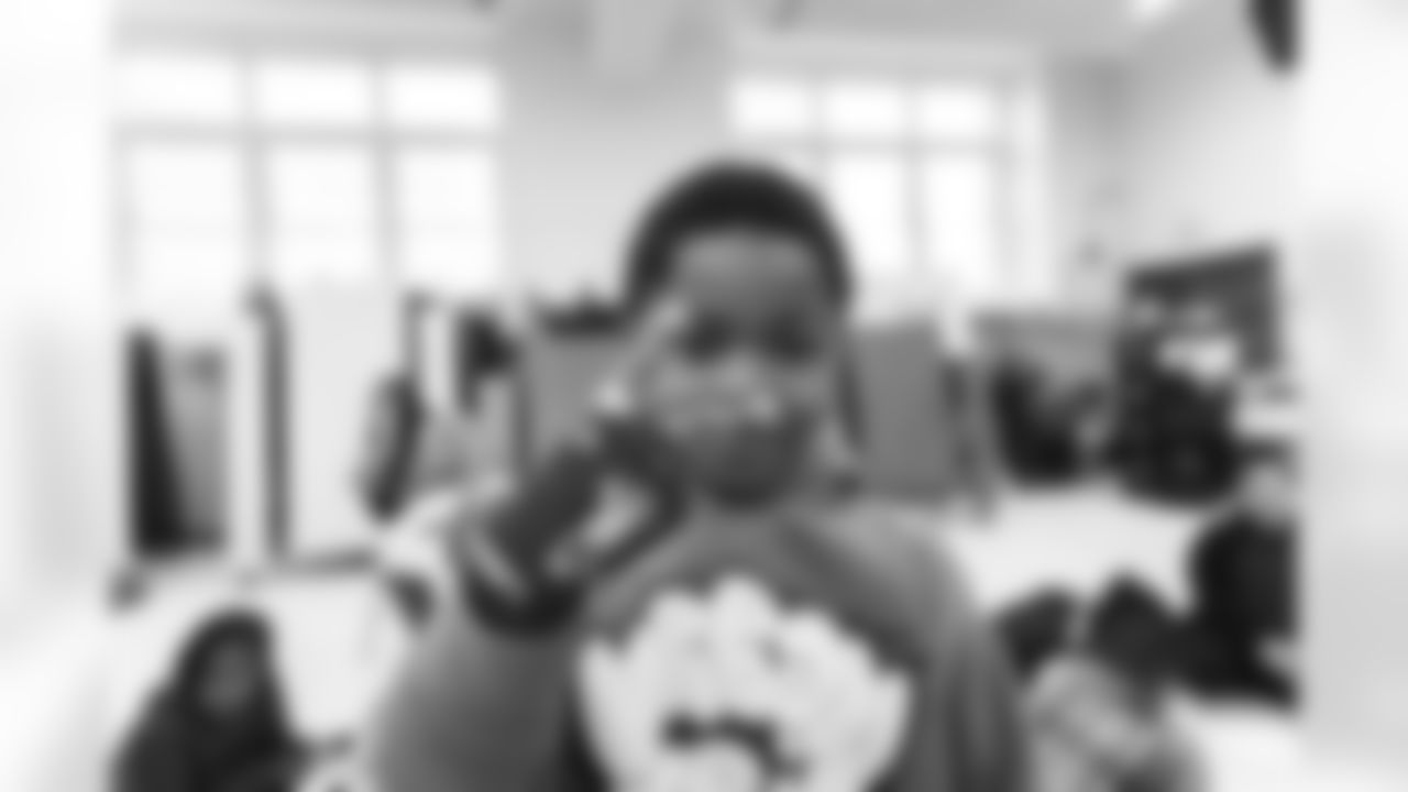 WASHINGTON, DC – DEC 09: Images of Johnson Johnson at his school visit at Malcolm X Elementary in Washington, DC on DECEMBER 09, 2025 (Photo by Taylor Sims for Washington Commanders)