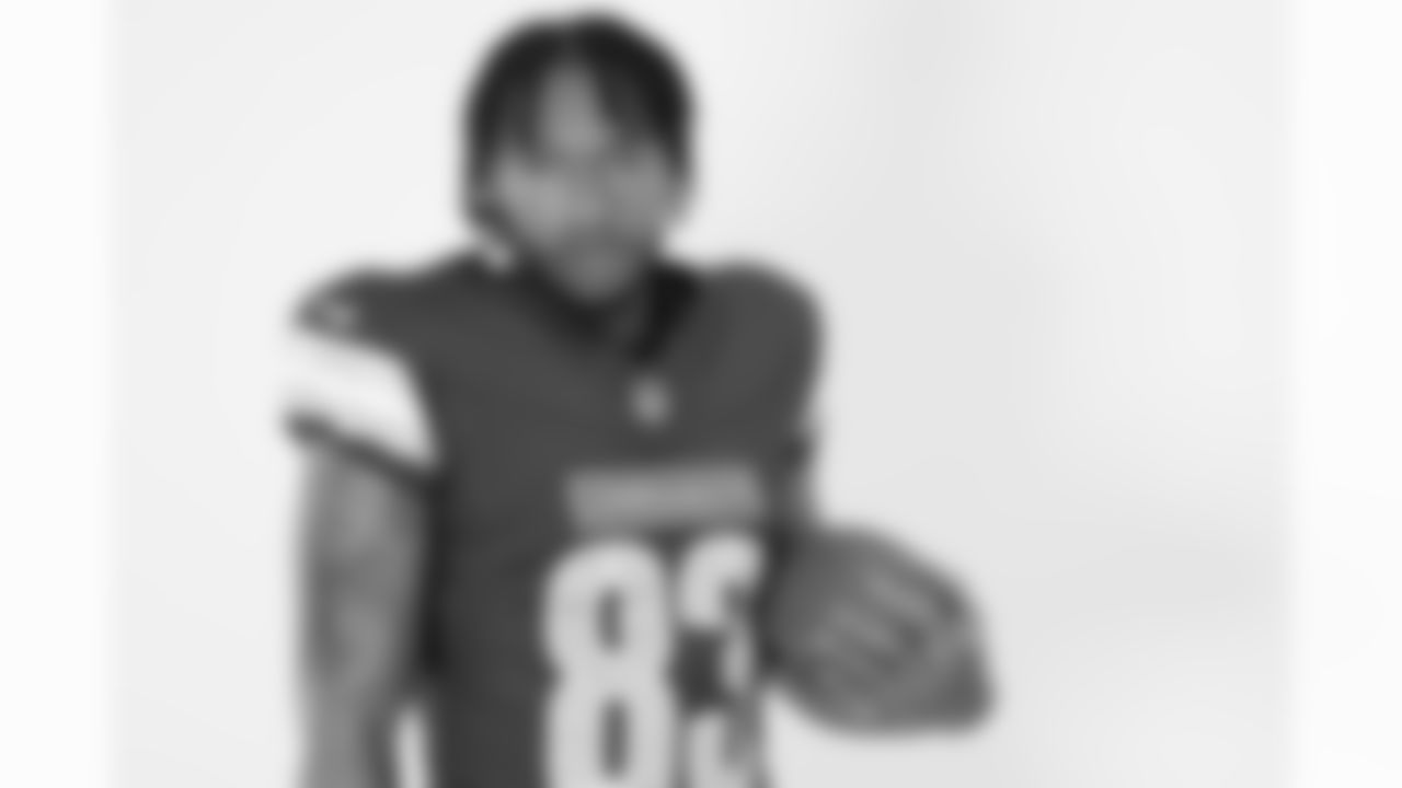 Washington Commanders wide receiver Jaylin Lane (83) poses for a portrait during the NFLPA Rookie Premiere on Saturday, May 17, 2025 in Thousand Oaks, Calif. (Ben Liebenberg/NFL)