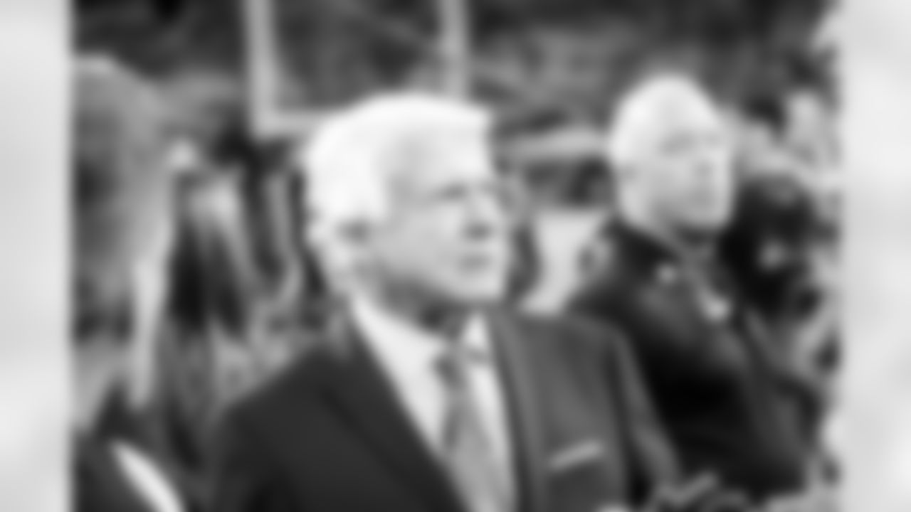 Dallas Cowboys former head coach Jimmy Johnson during pregame warmups before an NFL football game against the Detroit Lions, Saturday, Dec. 30, 2023, in Arlington, Texas. (AP Photo/Matt Patterson)