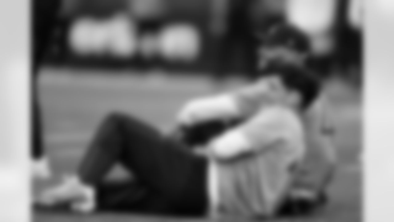 Dallas Cowboys quarterback Dak Prescott (4) and Los Angeles Rams wide receiver Puka Nacua (12) interact during the 2026 Pro Bowl team practice on Monday, February 2, 2026 in San Francisco. (Kara Durrette/NFL)