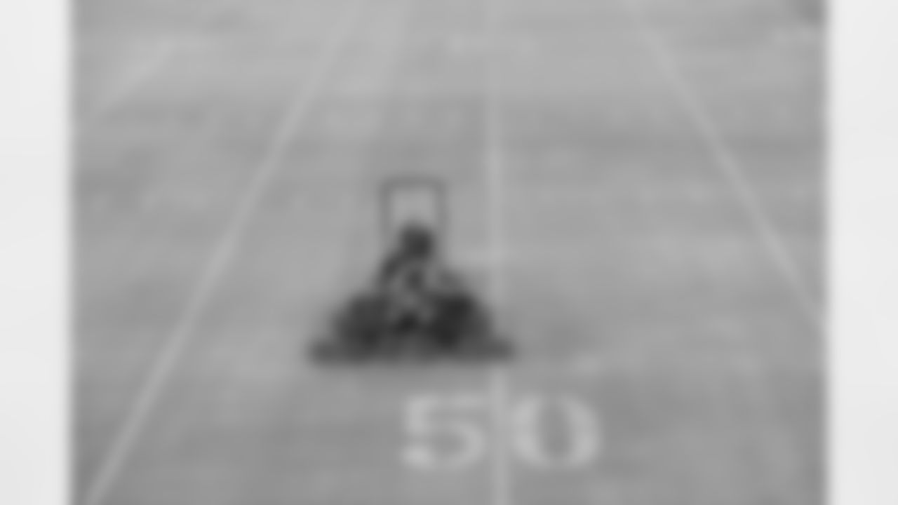21 July 2025: City of Oxnard worker mows the practice field of the Dallas Cowboys before training camp practice in Oxnard, California. Photo by James D. Smith/Dallas Cowboys