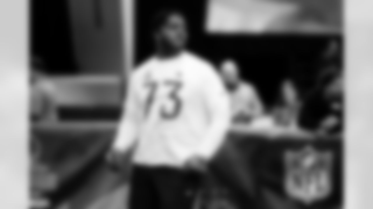 Dallas Cowboys offensive tackle Tyler Smith (73) looks on during the 2026 Pro Bowl Skills Challenge on Monday, February 2, 2026 in San Francisco. (Kara Durrette/NFL)