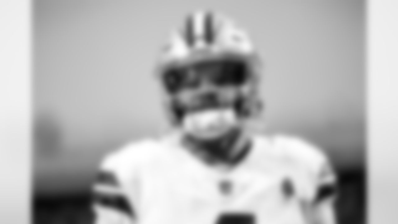 Dallas Cowboys quarterback Dak Prescott (4) walks off the field before an NFL football game, Sunday, Dec. 17, 2023, in Orchard Park, NY. (AP Photo/Matt Durisko)