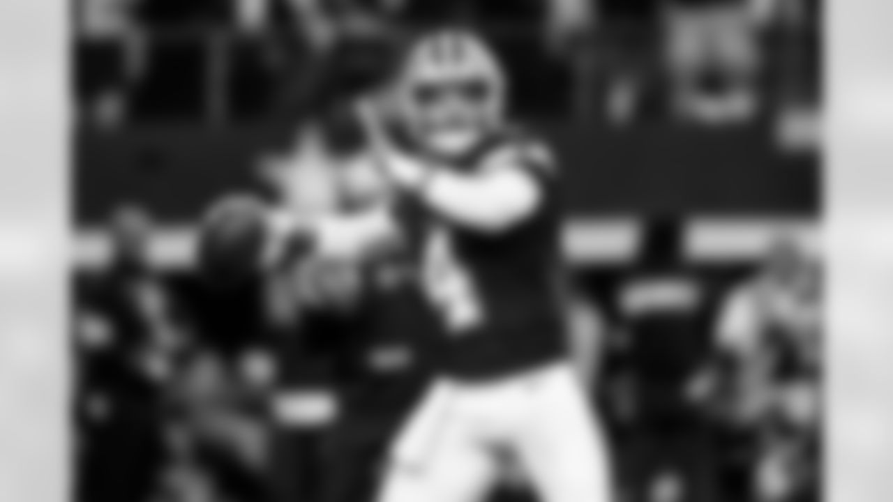 Dallas Cowboys quarterback Dak Prescott works out prior to an NFL football game against the Detroit Lions, Saturday, Dec. 30, 2023, in Arlington, Texas. (AP Photo/Sam Hodde)