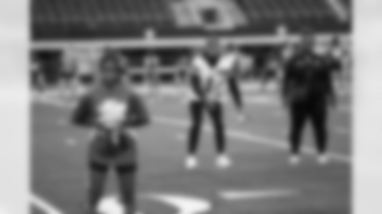 29 June 2025: Cowboys receiver Jalen Tolbert
at the 2025 Girls Flag Football College Combine hosted by the Dallas Cowboys and Bridgestone at AT&T Stadium in Arlington, Texas. Photo by James D. Smith/Dallas Cowboys
