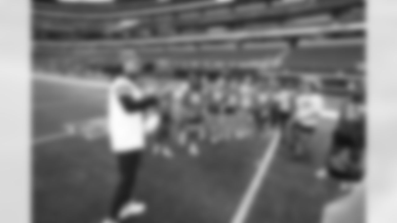 29 June 2025: Cowboys receiver Jalen Tolbert
at the 2025 Girls Flag Football College Combine hosted by the Dallas Cowboys and Bridgestone at AT&T Stadium in Arlington, Texas. Photo by James D. Smith/Dallas Cowboys