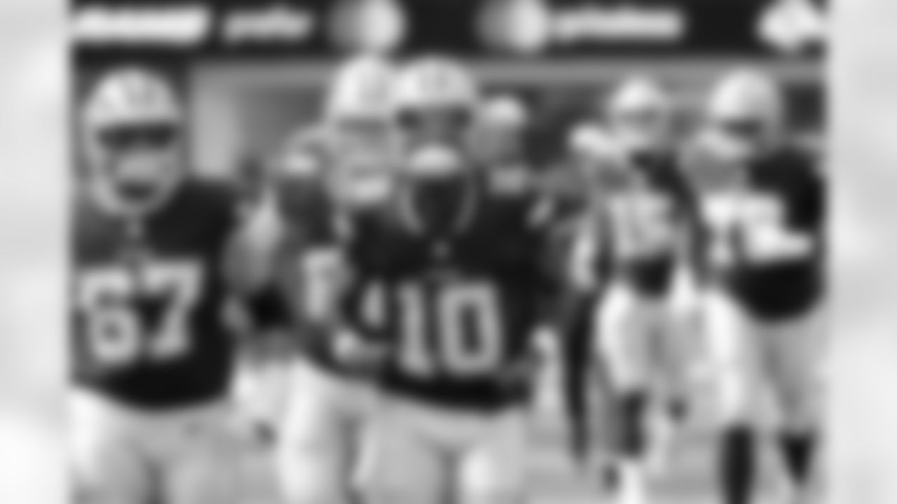 Joe Milton – In his first game with the Cowboys, Joe Milton had an up and down day. The ups including a nine-play, 73 yard drive capped off by a touchdown to Rivaldo Fairweather, and the lows including an interception thrown into double coverage and an injury to his elbow that caused him to leave the game earlier than the Cowboys staff wanted him too. After admittedly starting the game a little bit amped up causing some misplaced throws, Milton feels like he settle in but wants to get to that point earlier.
"If I was grading myself, definitely a D. Probably a D-minus if I'm being hard on myself," Milton said of his performance. "The guys around me did a great job, especially from the o-line standpoint, they were blocking their butt off. And then the receivers in tight ends, they were doing their assignments at a high level. I just got to settle down early and make all those throws."