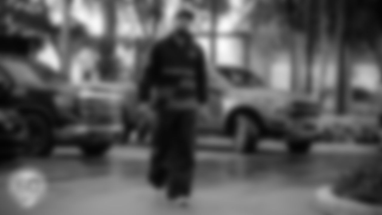 Miami Dolphins linebacker Bradley Chubb (2) arrives before an NFL football game against the Cincinnati Bengals on Sunday, Dec. 21, 2025 in Miami Gardens, FL. (Raul Maristany/Miami Dolphins via AP)