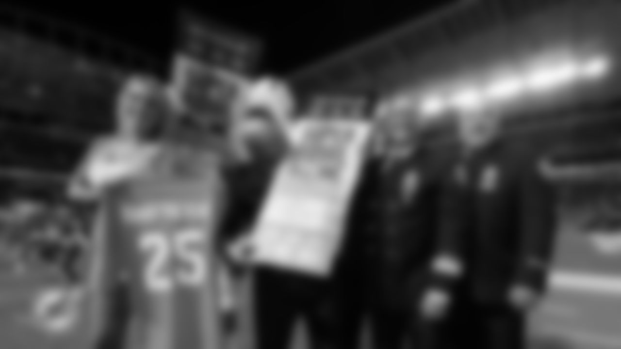 Miami Dolphins Fan of the Year Preentation during an NFL football game against the Baltimore Ravens on Thursday, Oct. 30, 2025 in Miami Gardens, FL. (Jose Pineiro/Miami Dolphins via AP)