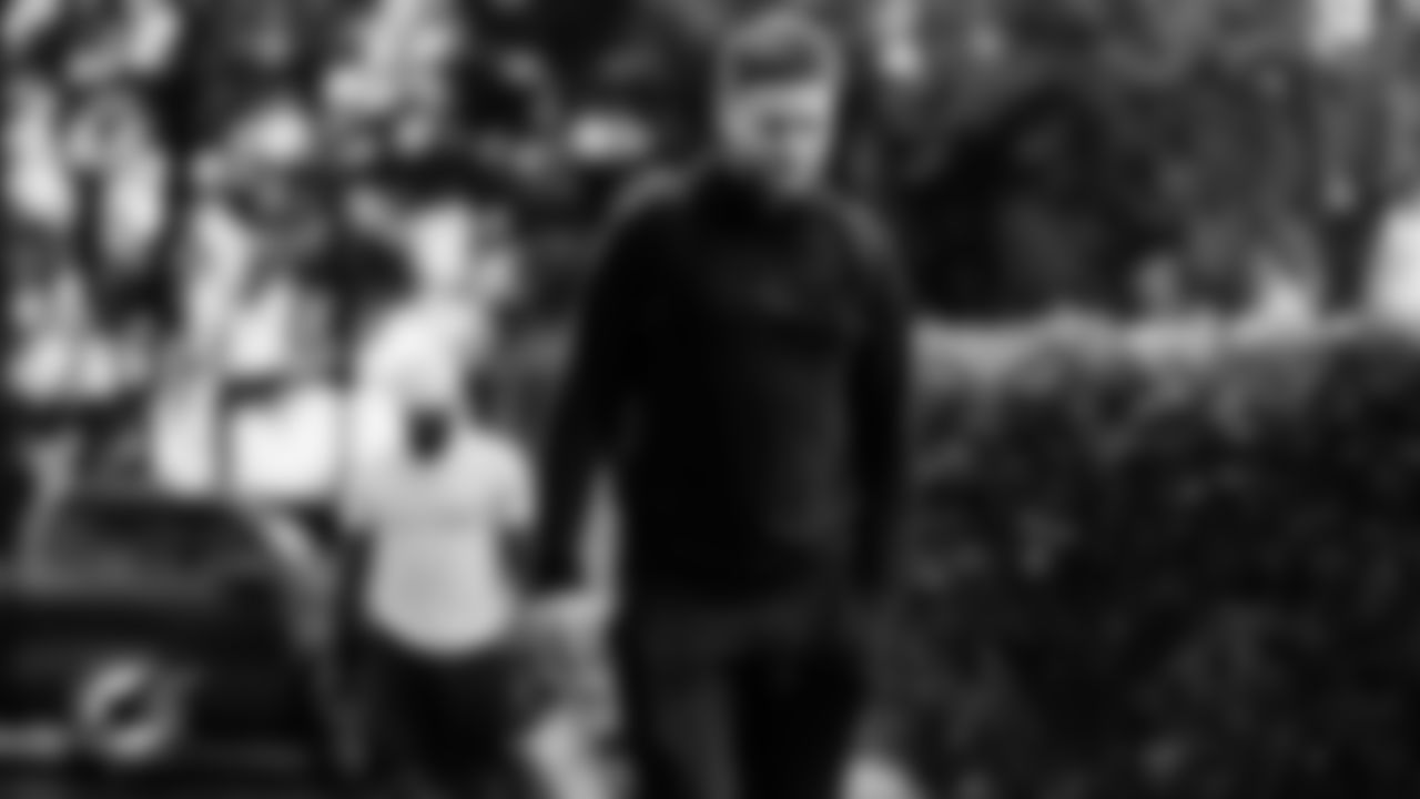 Miami Dolphins quarterback Quinn Ewers (14) arrives before an NFL football game against the New Orleans Saints on Sunday, Nov. 30, 2025 in Miami Gardens, FL. (Tomas Diniz Santos/Miami Dolphins via AP)