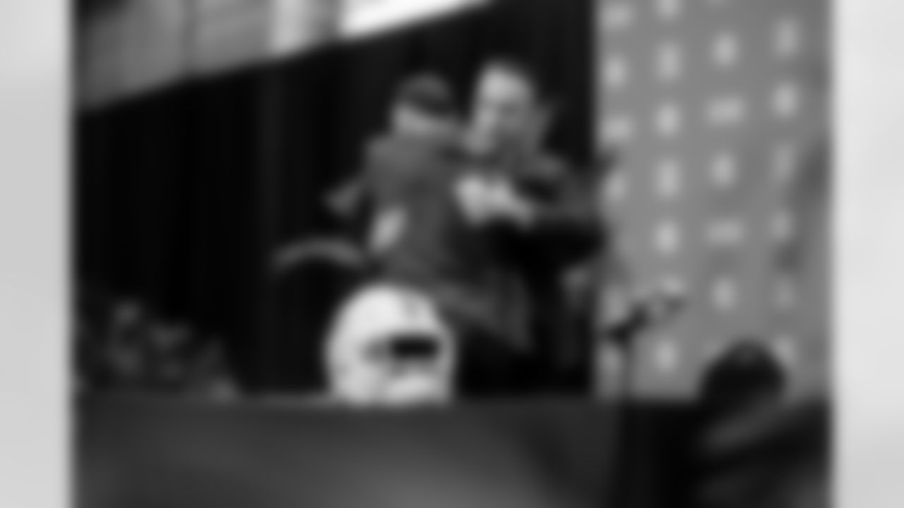 Miami Dolphins head coach Jeff Hafley and general manager Jon-Eric Sullivan during the introductory press conference at the Baptist Health Training Facility on Thursday, Jan. 22, 2026, in Miami Gardens, Fla. (Tomas Diniz Santos/Miami Dolphins)