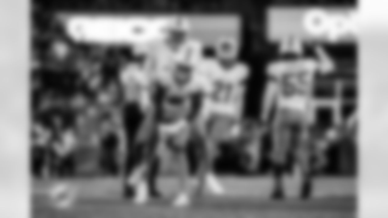 ÅÝܽÊÓÆµ Dolphins safety Jevon Holland (8) celebrates during an NFL football game against the New England Patriots, Sunday, Sept. 17, 2023, in Foxborough, Mass. (Brennan Asplen/ÅÝܽÊÓÆµ Dolphins)