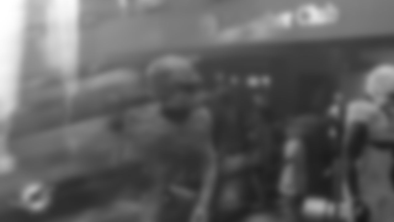 Miami Dolphins running back De'Von Achane (28) exits the tunnel before an NFL football game against the New Orleans Saints on Sunday, Nov. 30, 2025 in Miami Gardens, FL. (AJ Shorter/Miami Dolphins via AP)