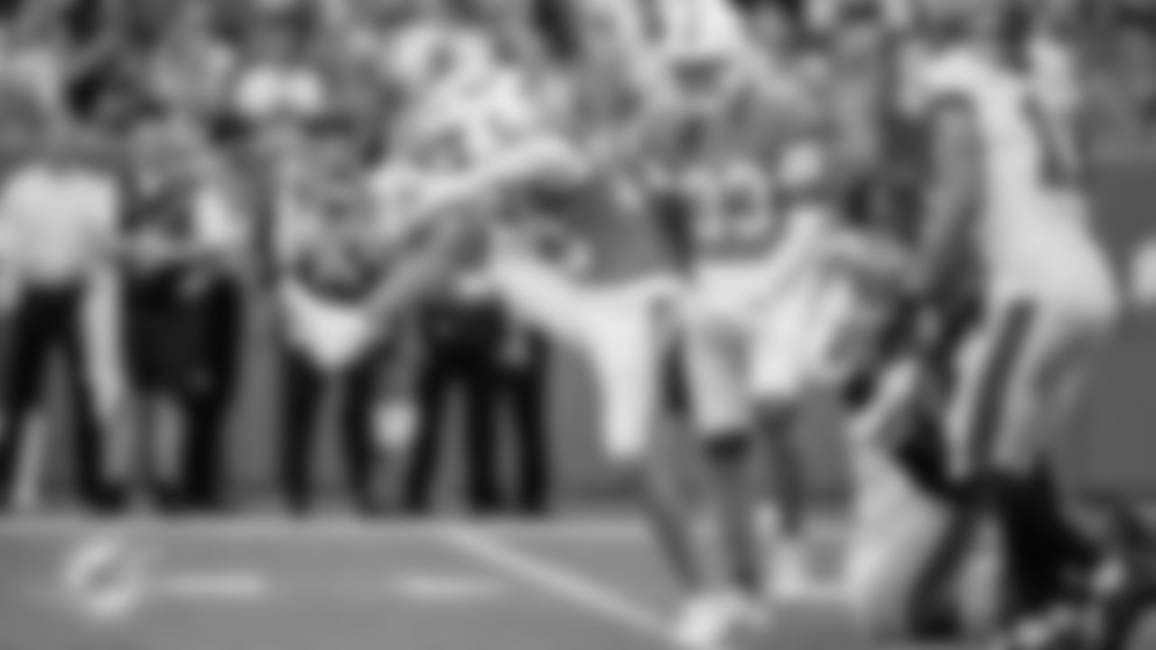 Miami Dolphins cornerback Jack Jones (23) celebrates during an NFL football game against the Tampa Bay Buccaneers on Sunday, Dec. 28, 2025 in Miami Gardens, FL. (Carlos Goldman/Miami Dolphins via AP)