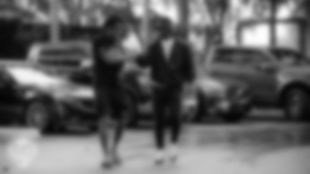 Miami Dolphins wide receivers Jaylen Waddle (17) and Tahj Washington (84) arrive before an NFL football game against the Cincinnati Bengals on Sunday, Dec. 21, 2025 in Miami Gardens, FL. (Raul Maristany/Miami Dolphins via AP)