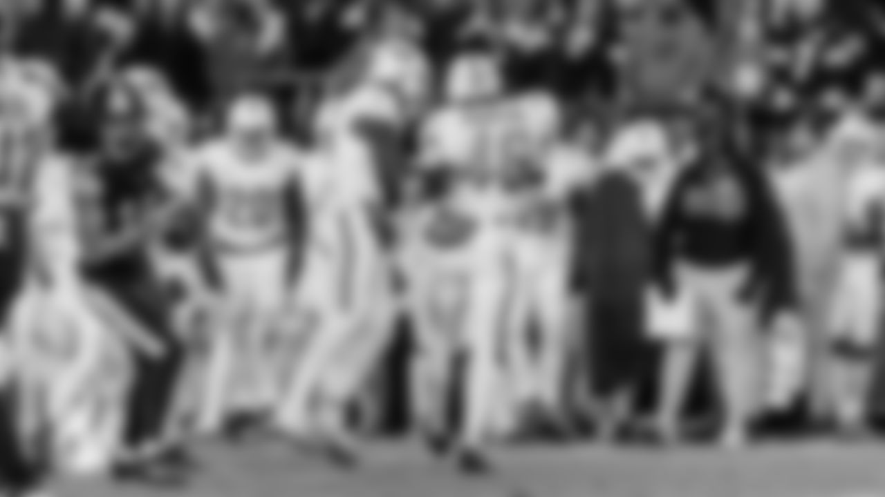 Miami Dolphins running back Ollie Gordon II (31) and cornerback Isaiah Johnson (46) celebrate during an NFL football game against the Pittsburgh Steelers on Monday, Dec. 15, 2025 in Pittsburgh, PA. (Raul Maristany/Miami Dolphins via AP)
