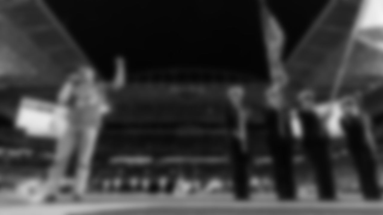 The National Anthem at Hard Rock Stadium before an NFL football game between the Miami Dolphins and Baltimore Ravens on Thursday, Oct. 30, 2025 in Miami Gardens, FL. (Robby Illanes/Miami Dolphins via AP)