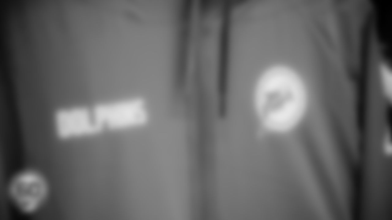 Miami Dolphins merchandise in the locker room before an NFL football game against the Cincinnati Bengals on Sunday, Dec. 21, 2025 in Miami Gardens, FL. (Tomas Diniz Santos/Miami Dolphins via AP)