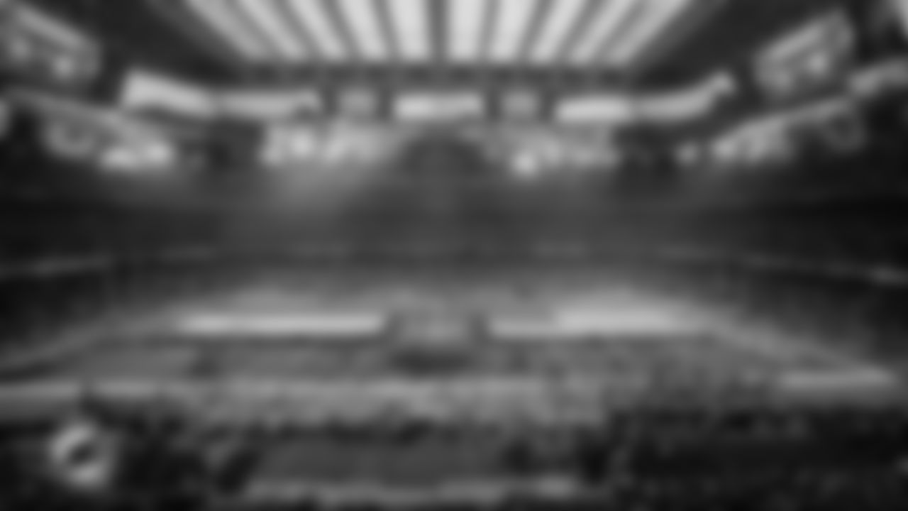 General view of Bernabéu Stadium during the National Anthem before an NFL football game between the Miami Dolphins and Washington Commanders on Sunday, Nov. 16, 2025 in Madrid. (Robby Illanes/Miami Dolphins via AP)