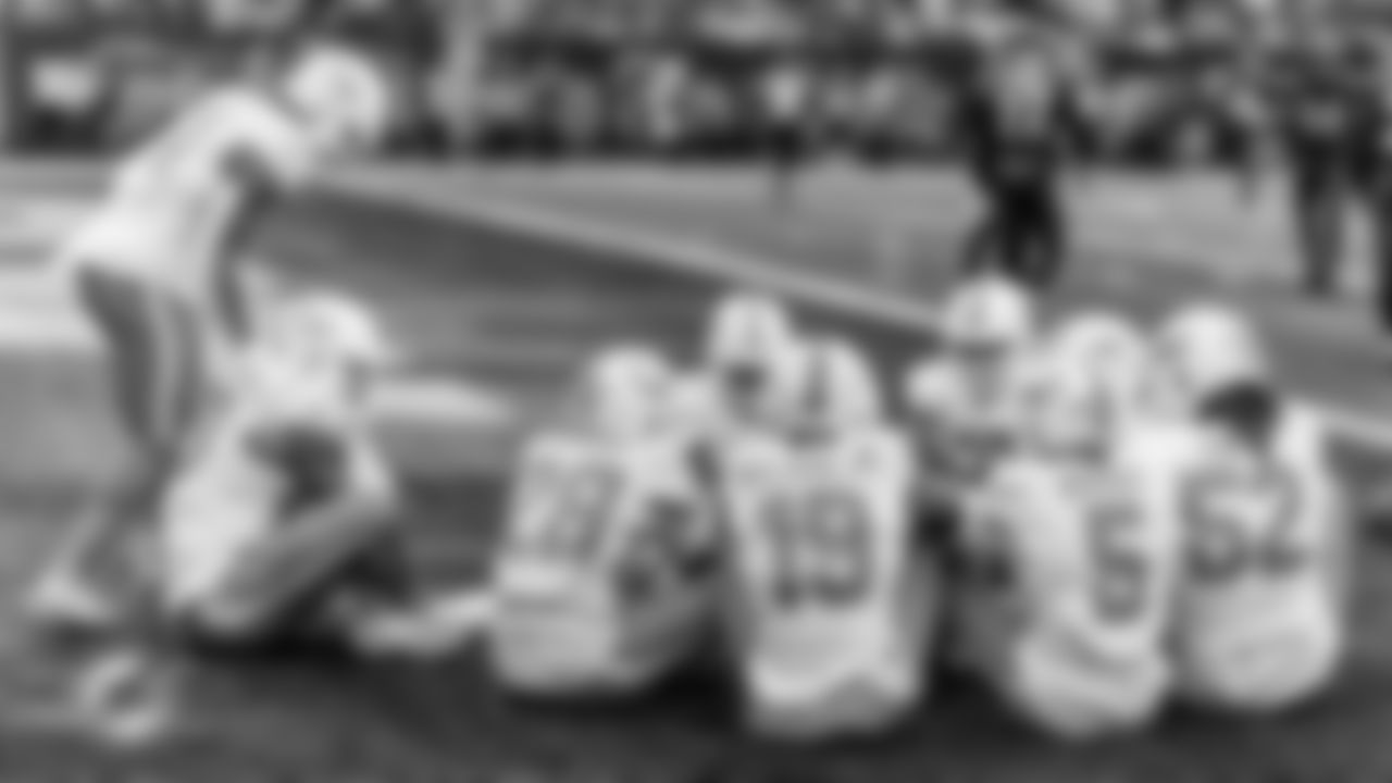 Miami Dolphins celebrate a touchdown during an NFL football game against the New York Jets on Sunday, Dec. 7, 2025 in East Rutherford, NJ. (Tomas Diniz Santos/Miami Dolphins via AP)