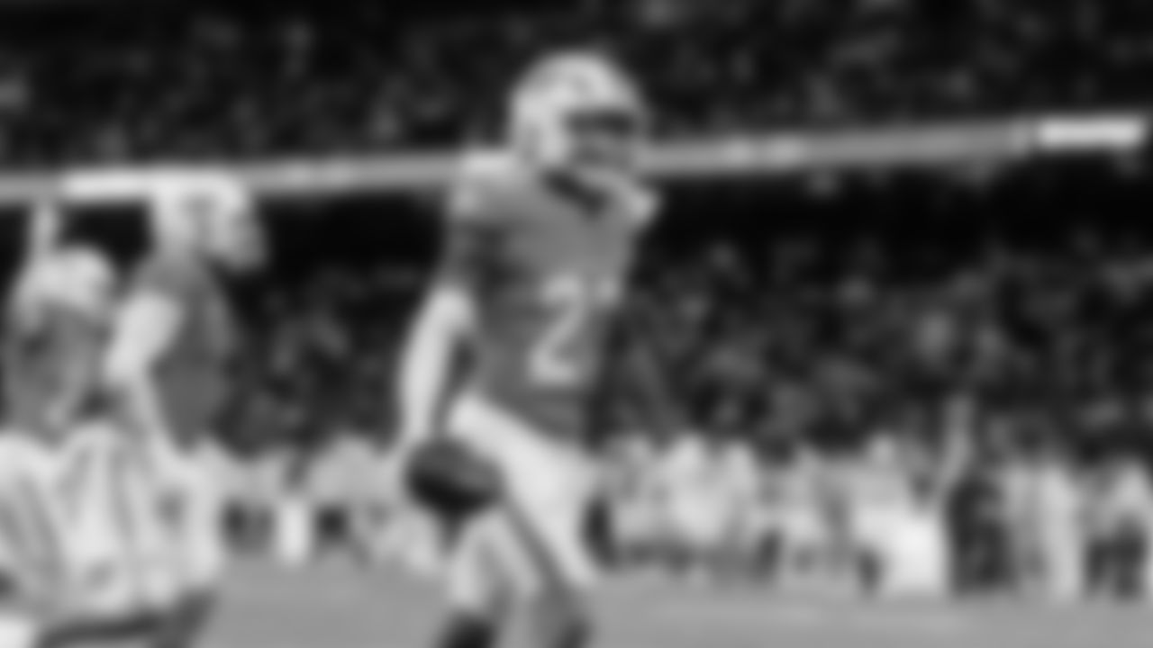 Miami Dolphins cornerback Jack Jones (23) celebrates during an NFL football game against the Washington Commanders on Sunday, Nov. 16, 2025 in Madrid. (Robby Illanes/Miami Dolphins via AP)