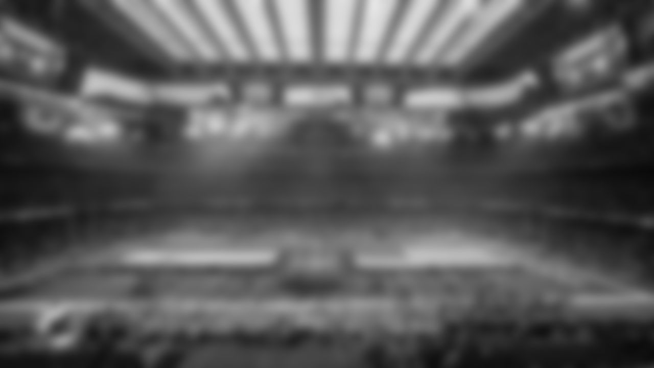 General view of Bernabéu Stadium during the National Anthem before an NFL football game between the Miami Dolphins and Washington Commanders on Sunday, Nov. 16, 2025 in Madrid. (Robby Illanes/Miami Dolphins via AP)