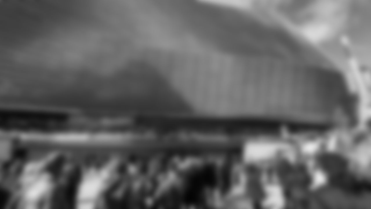 General exterior view of Bernabéu Stadium before an NFL football game against the Washington Commanders on Sunday, Nov. 16, 2025 in Madrid. (Robby Illanes/Miami Dolphins via AP)