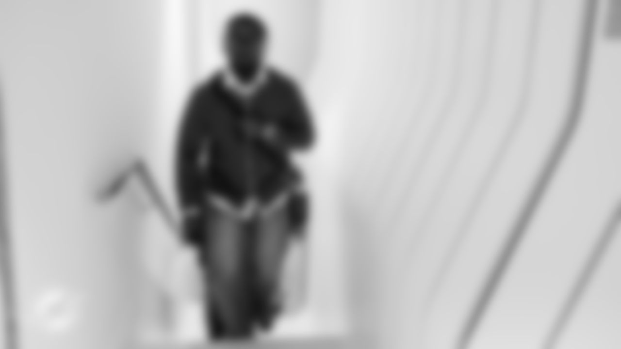 Miami Dolphins linebacker Tyrel Dodson (25) arrives before an NFL football game against the Washington Commanders on Sunday, Nov. 16, 2025 in Madrid. (Tomas Diniz Santos/Miami Dolphins via AP)