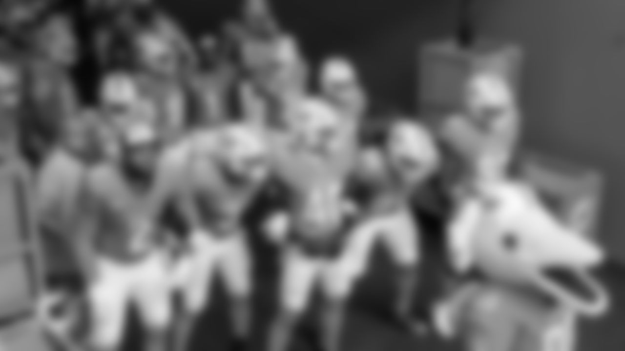 Miami Dolphins exit the tunnel before an NFL football game against the Tampa Bay Buccaneers on Sunday, Dec. 28, 2025 in Miami Gardens, FL. (AJ Shorter/Miami Dolphins via AP)