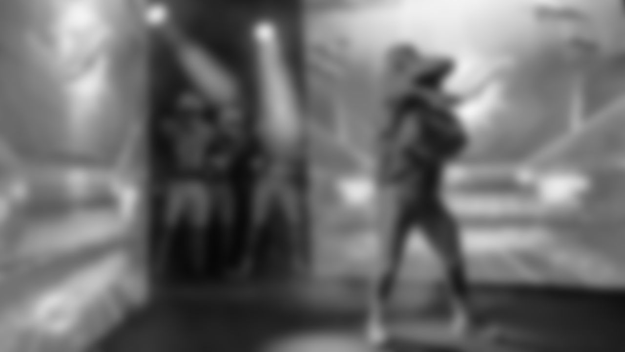 Miami Dolphins Mascot T.D. exits the tunnel before an NFL football game against the Baltimore Ravens on Thursday, Oct. 30, 2025 in Miami Gardens, FL. (Jose Pineiro/Miami Dolphins via AP)