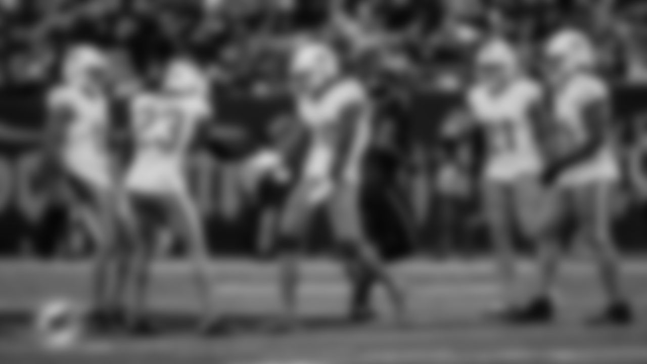 Miami Dolphins cornerbacks Jack Jones (23) and Rasul Douglas (26) celebrate during an NFL football game against the New York Jets on Sunday, Dec. 7, 2025 in East Rutherford, NJ. (Tomas Diniz Santos/Miami Dolphins via AP)