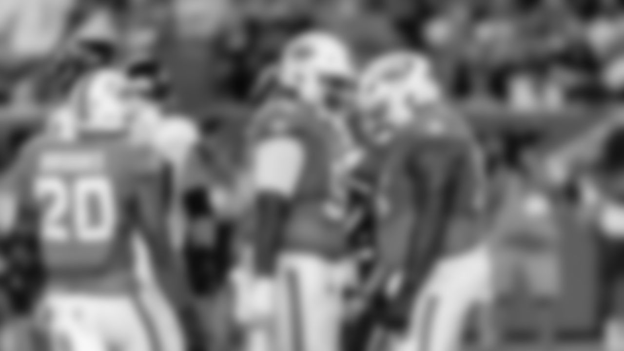 Miami Dolphins defensive tackle Benito Jones (95) celebrates during an NFL football game against the Baltimore Ravens on Thursday, Oct. 30, 2025 in Miami Gardens, FL. (Kelly Gavin/Miami Dolphins via AP)