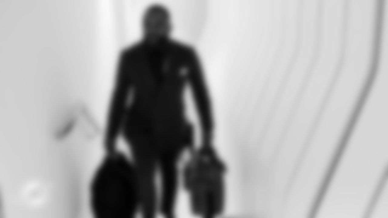 Miami Dolphins interim general manager Champ Kelly arrives before an NFL football game against the Washington Commanders on Sunday, Nov. 16, 2025 in Madrid. (Tomas Diniz Santos/Miami Dolphins via AP)