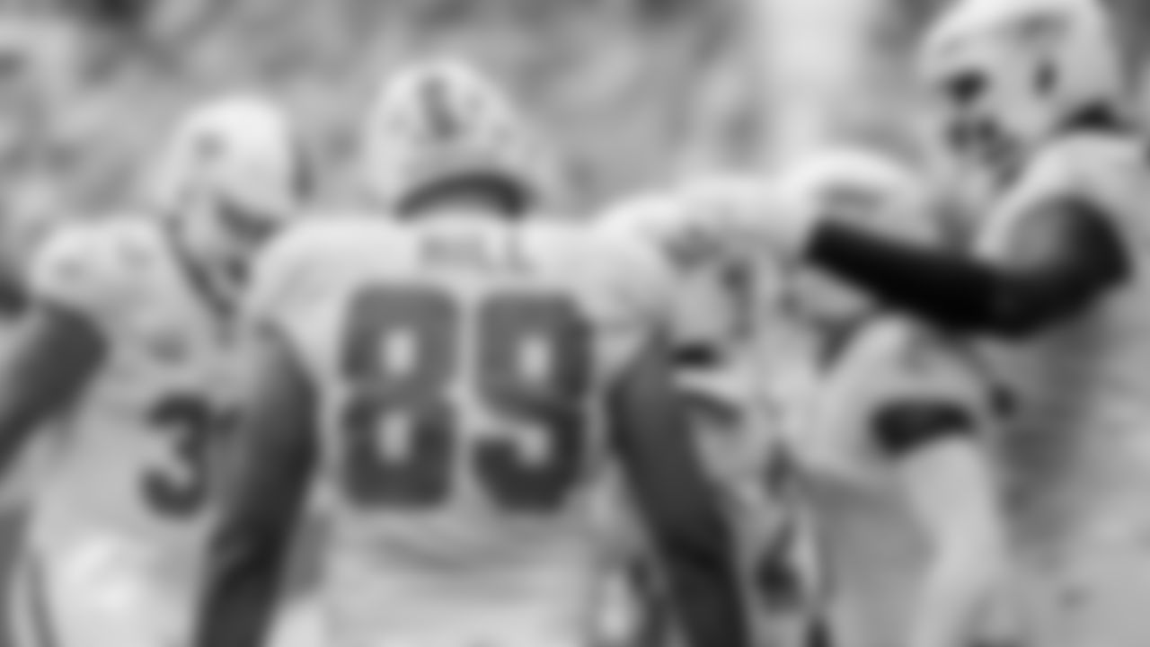 Miami Dolphins tight end Julian Hill (89) celebrates during an NFL football game against the New Orleans Saints on Sunday, Nov. 30, 2025 in Miami Gardens, FL. (Tomas Diniz Santos/Miami Dolphins via AP)