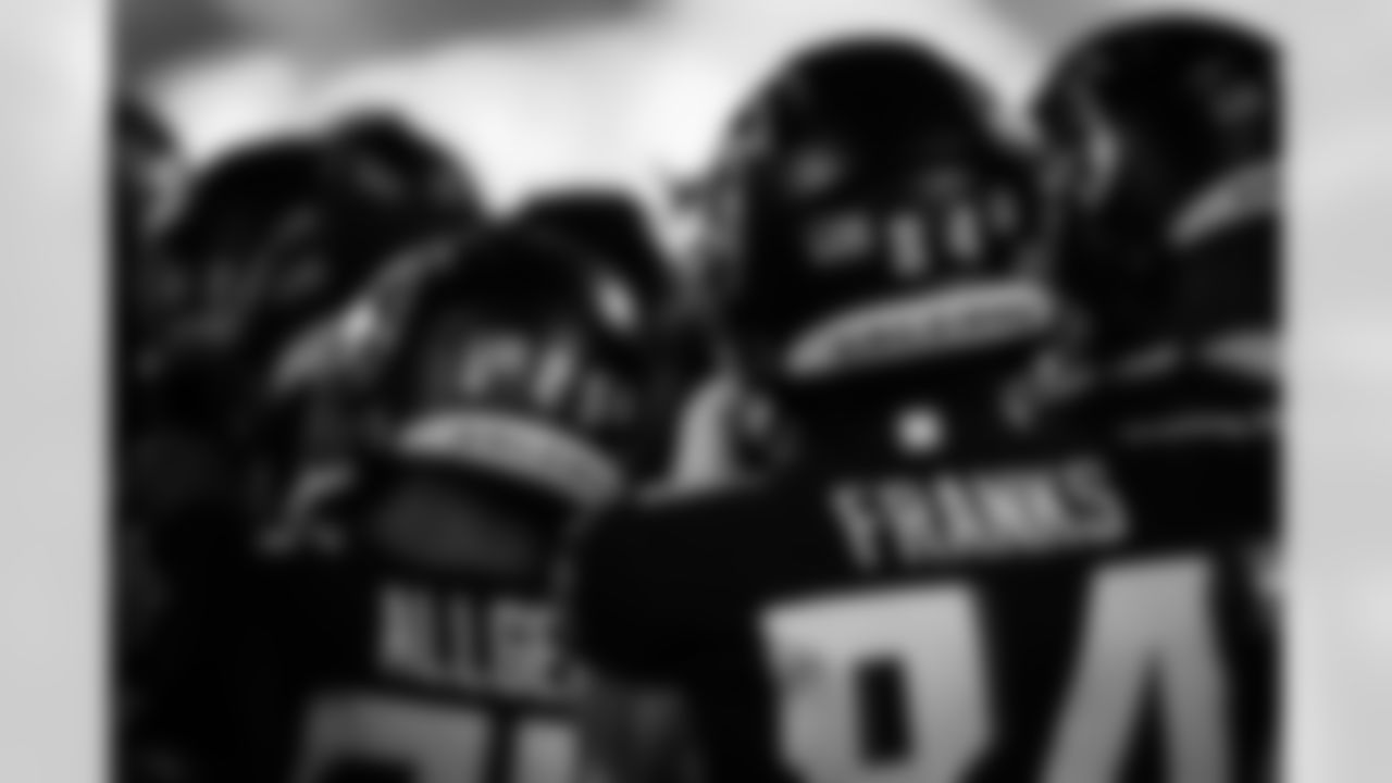 Atlanta Falcons tight end Feleipe Franks #84 in the tunnel before the Week 14 Game against the Seattle Seahawks at Mercedes-Benz Stadium in Atlanta, Georgia on Sunday, December 7, 2025. (Photo by Ken Griffey Jr./Atlanta Falcons)