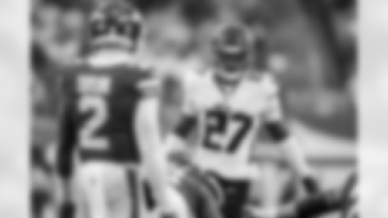 Atlanta Falcons edge rusher James Pearce Jr. #27 during the Week 13 Game against the New York Jets at MetLife Stadium in East Rutherford, N.J. on Sunday, November 23, 2025. (Photo by Taylor McLaughlin/Atlanta Falcons)