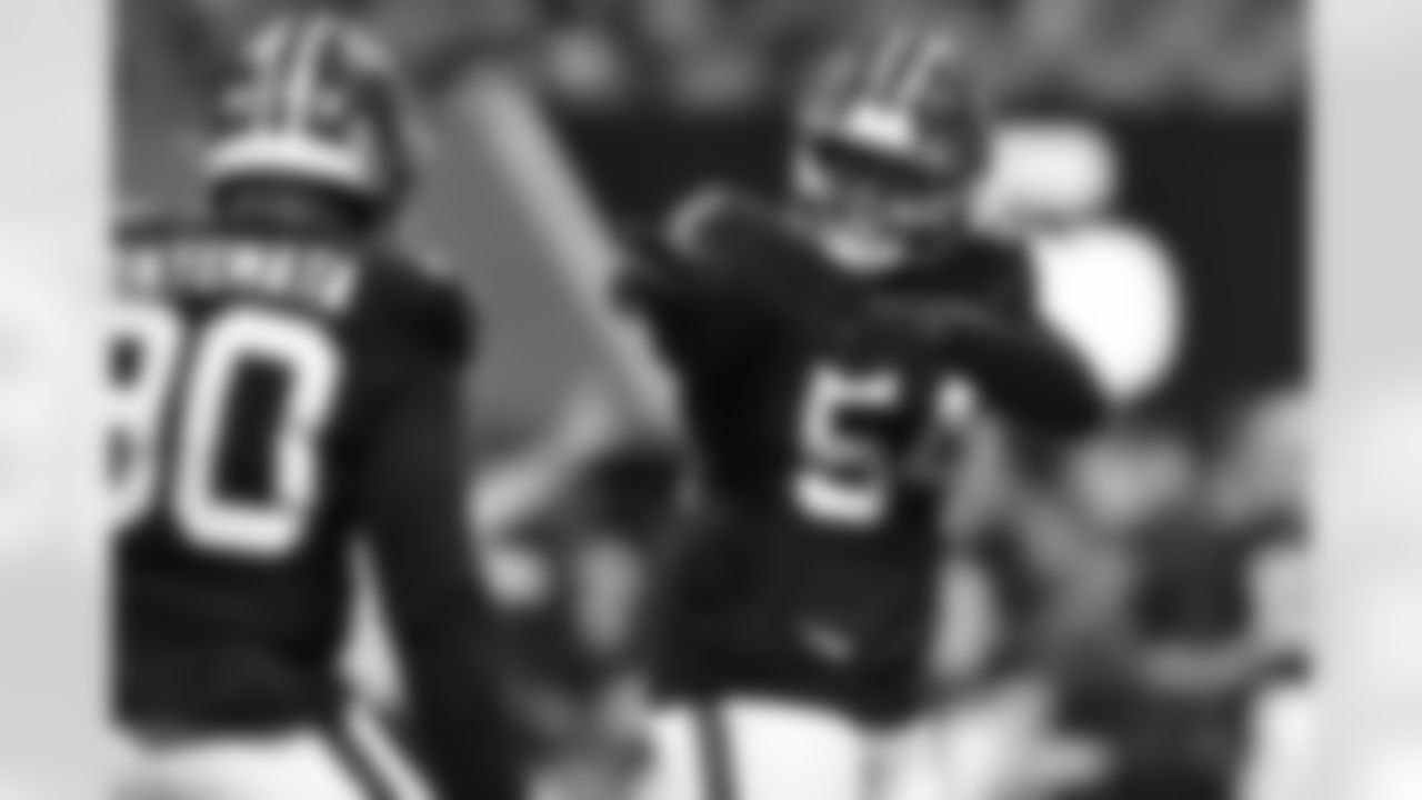 Atlanta Falcons defensive tackle Brandon Dorlus #54 celebrates a sack during the Week 17 Game against the Los Angeles Rams at Mercedes-Benz Stadium in Atlanta, Ga. on Monday, December 29, 2025. (Photo by AJ Reynolds/Atlanta Falcons)