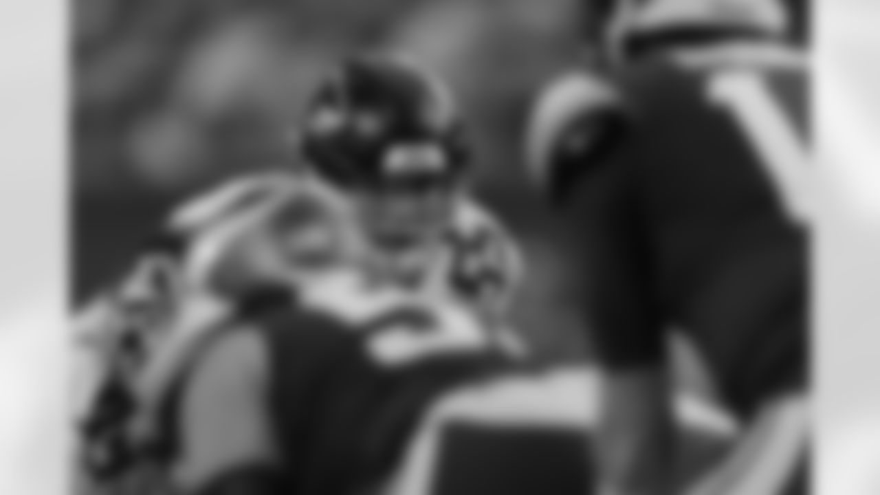 Atlanta Falcons linebacker Kaden Elliss #55 lines up during the fourth quarter of the Week 14 Game against the Minnesota Vikings at U.S Bank Stadium in Minneapolis, Minnesota on Sunday, December 8, 2024. (Photo by Jay Bendlin/Atlanta Falcons)