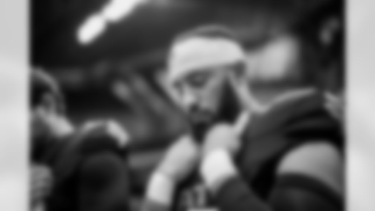 Atlanta Falcons safety Jessie Bates III #3 during the National Anthem before the Week 11 Game against the Carolina Panthers at Mercedes-Benz Stadium in Atlanta, Georgia on Sunday, November 16, 2025. (Photo by Jay Bendlin/Atlanta Falcons)