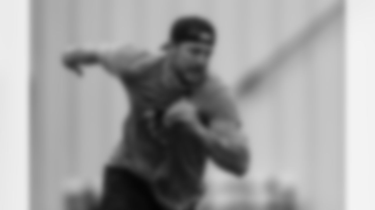 Atlanta Falcons inside linebacker Nate Landman #53 during phase 1 of OTAs at Atlanta Falcons Training Facility in Flowery Branch, Ga. on Thursday, April 11, 2024. (Photo by Jay Bendlin/Atlanta Falcons)