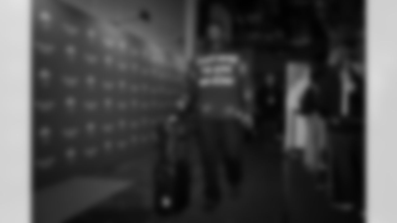 Atlanta Falcons defensive lineman Ruke Orhorhoro #98 arrives before the Week 10 Game against the Indianapolis Colts at Olympic Stadium in Berlin, Germany on Sunday, November 9, 2025. (Photo by Brandon Magnus/Atlanta Falcons)